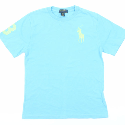 Ralph Lauren Womens Blue Cotton Basic T-Shirt Size 10 Round Neck - Size 10-12