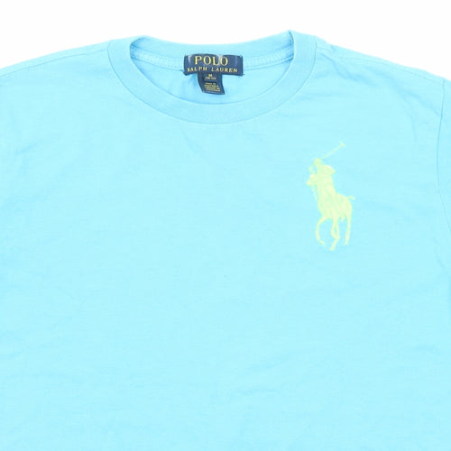 Ralph Lauren Womens Blue Cotton Basic T-Shirt Size 10 Round Neck - Size 10-12