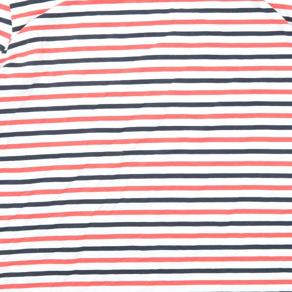 Marks and Spencer Womens Multicoloured Striped Cotton Basic T-Shirt Size 14 Round Neck