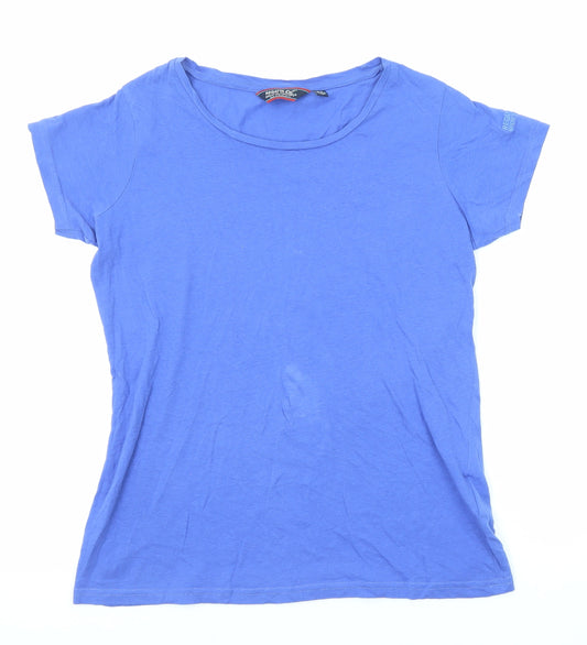 Regatta Womens Blue Cotton Basic T-Shirt Size 14 Round Neck