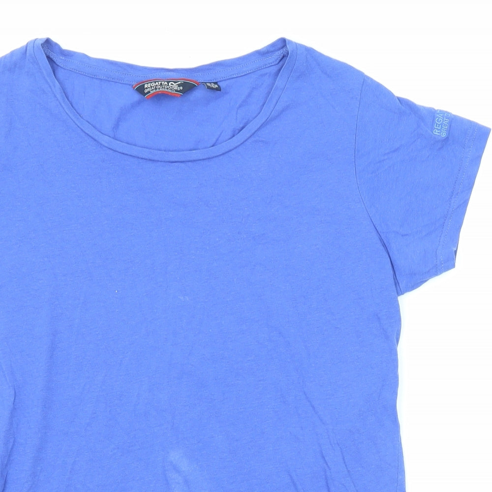 Regatta Womens Blue Cotton Basic T-Shirt Size 14 Round Neck