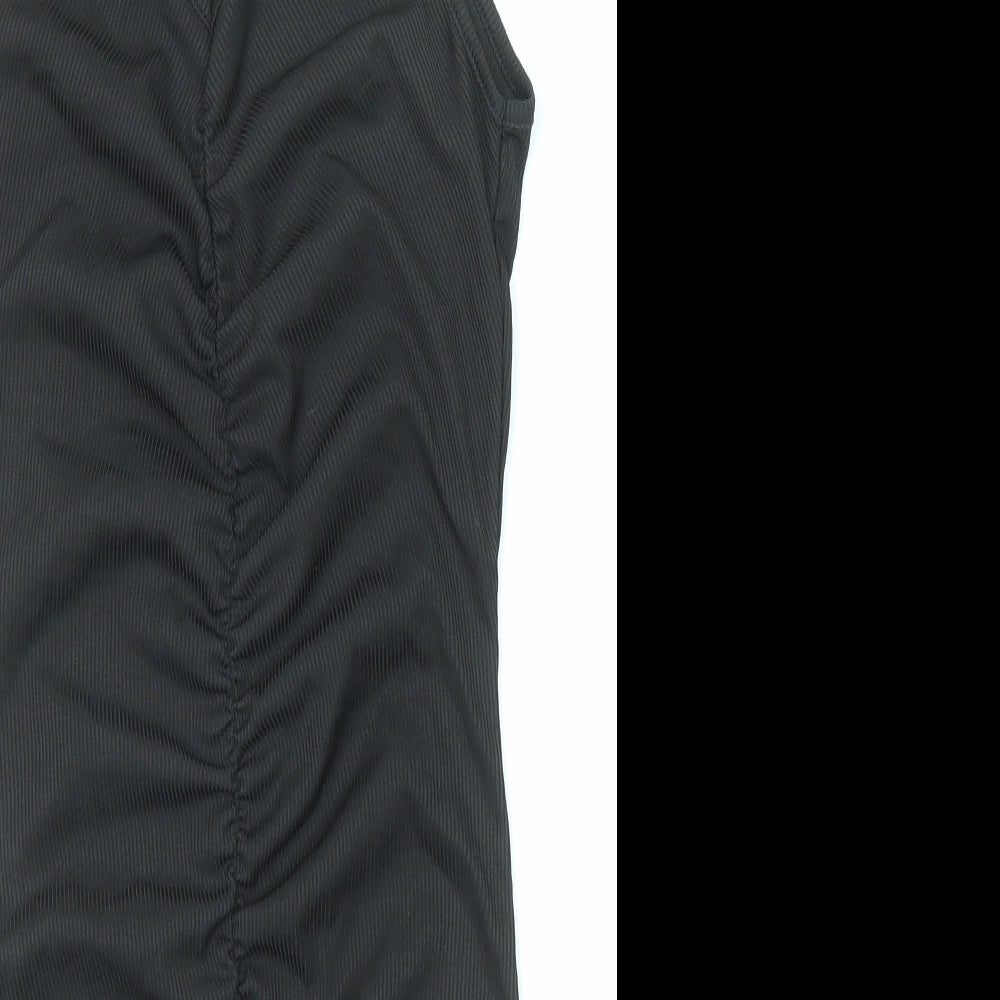 PRETTYLITTLETHING Womens Black Polyester Bodycon Size 6 V-Neck Pullover
