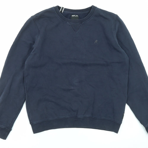 Replay Mens Blue Cotton Pullover Sweatshirt Size M