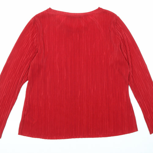 Marks and Spencer Womens Red Polyester Basic T-Shirt Size 16 Round Neck