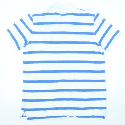 Crew Clothing Mens Blue Striped Cotton Polo Size XL Collared Button