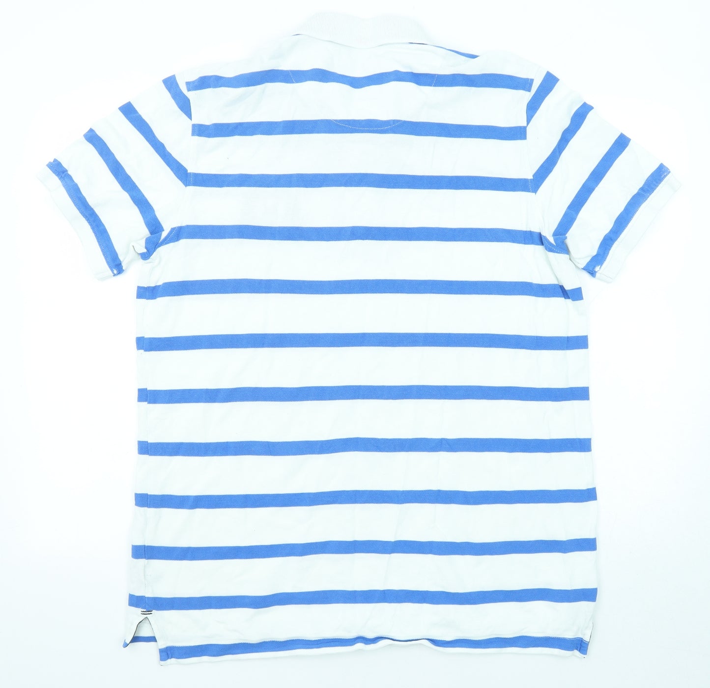 Crew Clothing Mens Blue Striped Cotton Polo Size XL Collared Button