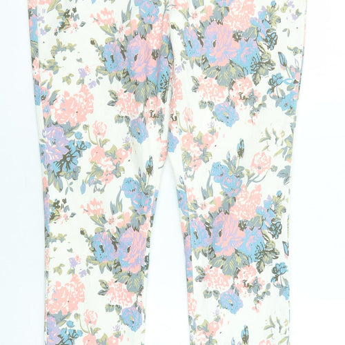 George Womens Multicoloured Floral Cotton Skinny Jeans Size 16 L28 in Regular Zip