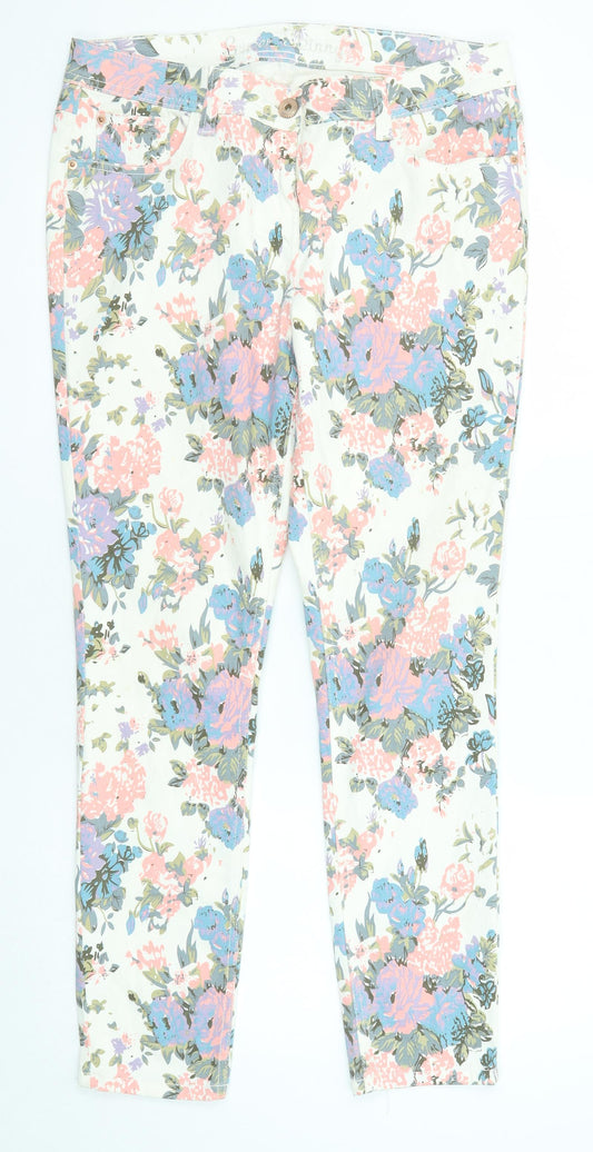 George Womens Multicoloured Floral Cotton Skinny Jeans Size 16 L28 in Regular Zip