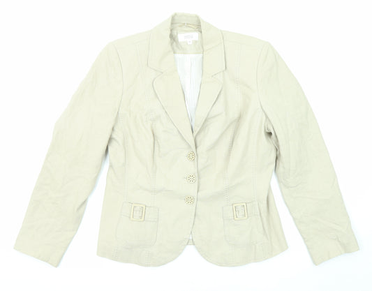 Marks and Spencer Womens Beige Linen Jacket Blazer Size 14