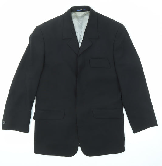 Uki Mens Black Viscose Jacket Suit Jacket Size 36 Regular