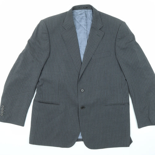 Charles Tyrwhitt Mens Grey Striped Wool Jacket Suit Jacket Size 42 Regular