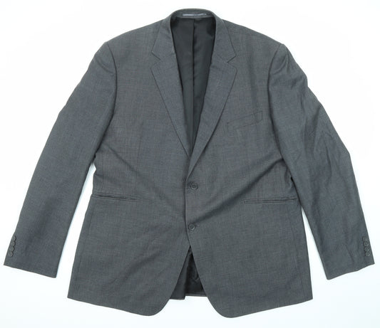 Terry de Havilland Mens Grey Polyester Jacket Suit Jacket Size 50 Regular