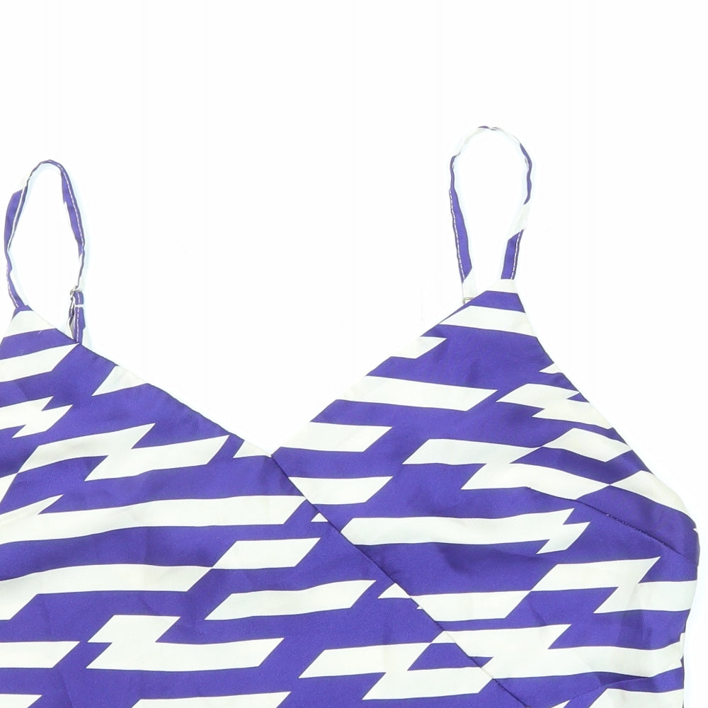 River Island Womens Purple Geometric Polyester Camisole Tank Size 12 V-Neck