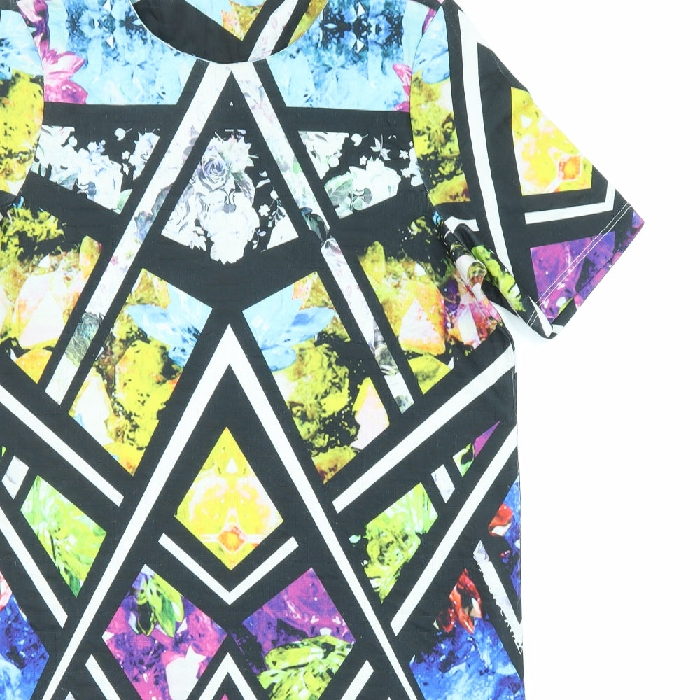 ASOS Womens Multicoloured Geometric Polyester Shift Size 10 Round Neck Pullover