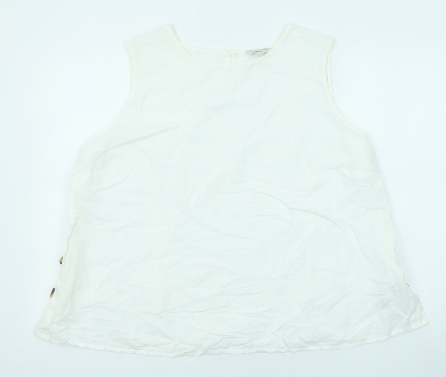 Monsoon Womens White Linen Basic Tank Size 20 Round Neck