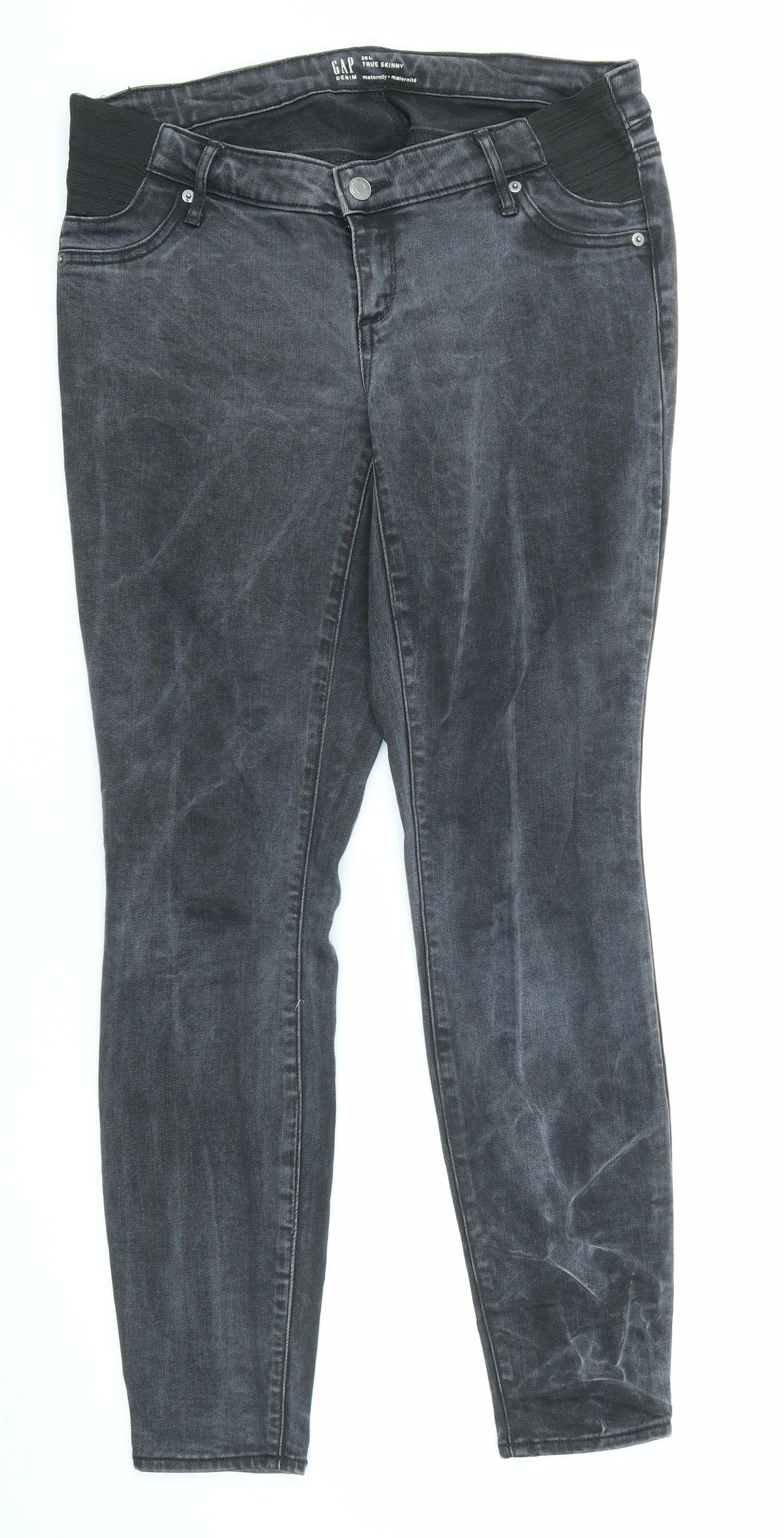 Gap Womens Grey Polyester Skinny Jeans Size 32 in L30 in Regular Button - Tie Dye Effect