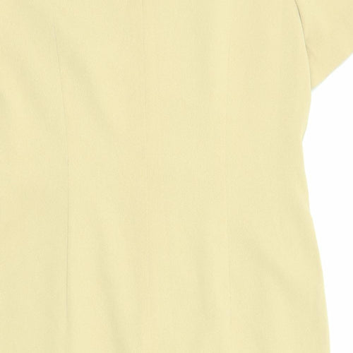 Viyella Womens Yellow Polyester Shift Size 16 Round Neck Zip