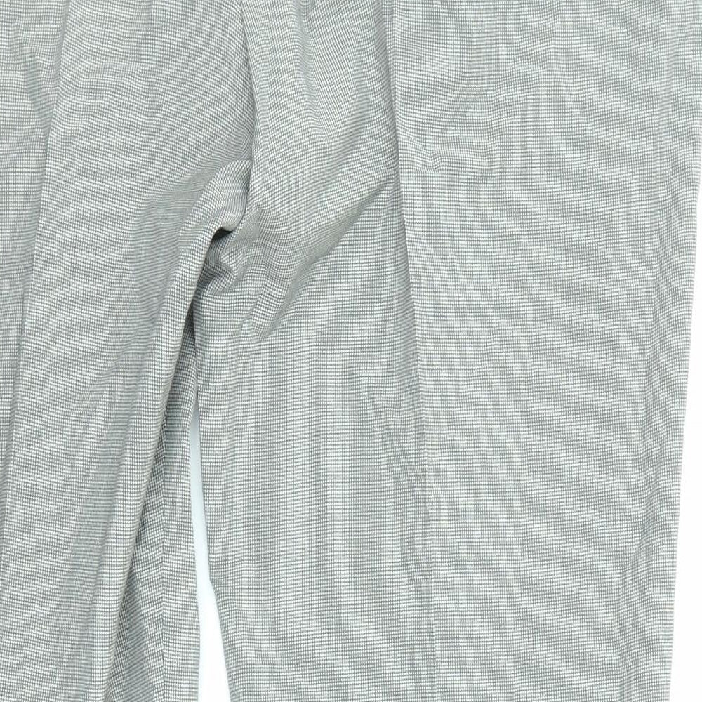 Marks and Spencer Mens Grey Wool Trousers Size 44 in L31 in Regular Zip