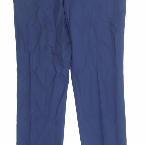 Marks and Spencer Mens Blue Polyester Trousers Size 30 in L31 in Regular Zip