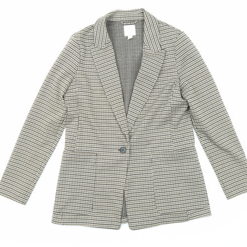 H&M Womens Multicoloured Geometric Jacket Blazer Size 10 Button