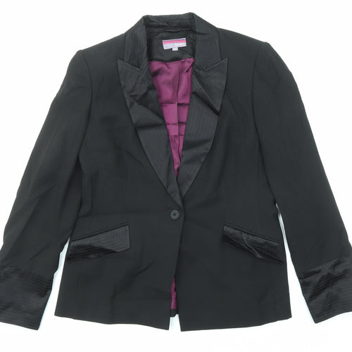 Spirit Womens Black Jacket Blazer Size 14 Button