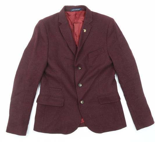 Topman Mens Purple Wool Jacket Blazer Size 38 Regular