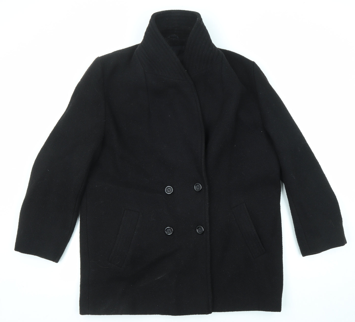 Classics Womens Black Pea Coat Coat Size 16 Button