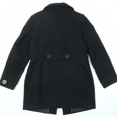 Debenhams Womens Black Overcoat Coat Size 14 Button
