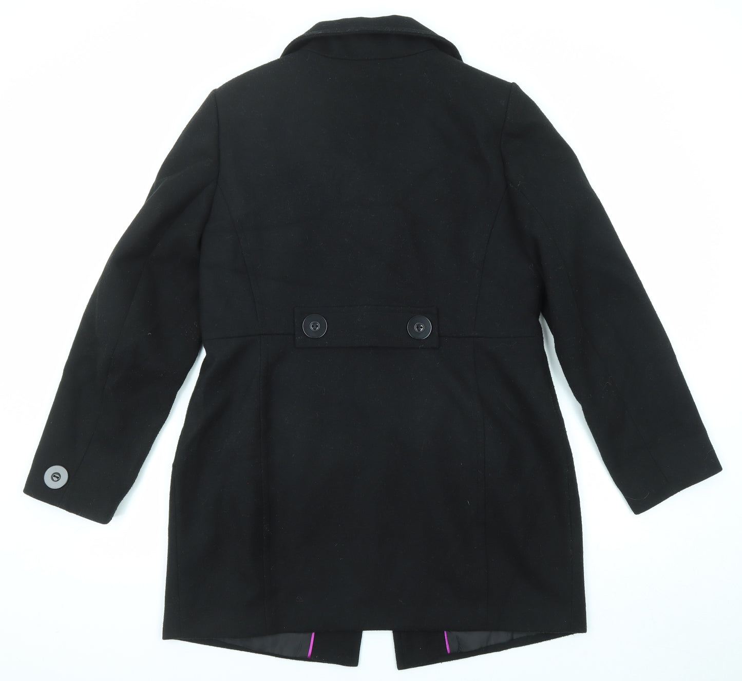 Debenhams Womens Black Overcoat Coat Size 14 Button