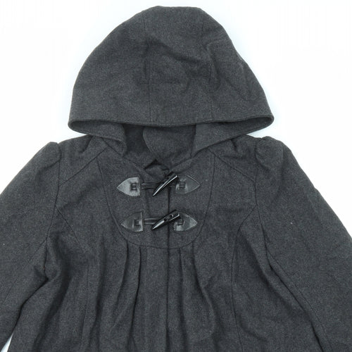 New Look Womens Grey Pea Coat Coat Size 14 Button