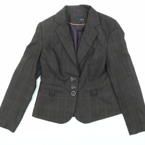 NEXT Womens Grey Plaid Polyester Jacket Suit Jacket Size 14
