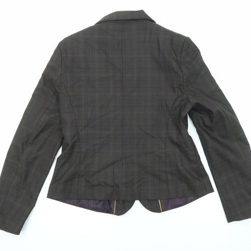 NEXT Womens Grey Plaid Polyester Jacket Suit Jacket Size 14