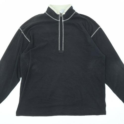 Columbia Mens Black Polyester Henley Sweatshirt Size XL