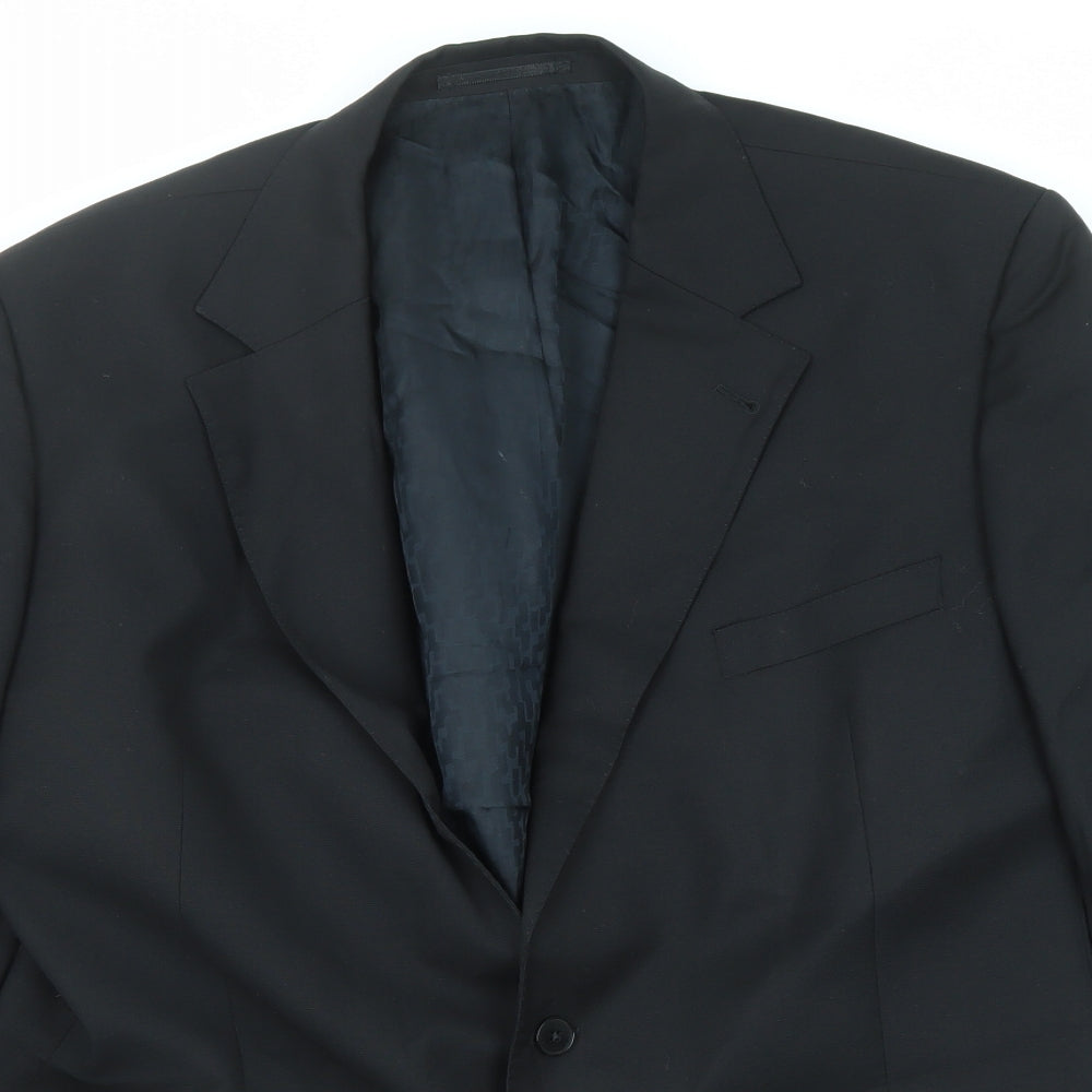 Jaeger Mens Black Wool Jacket Suit Jacket Size 44 Regular