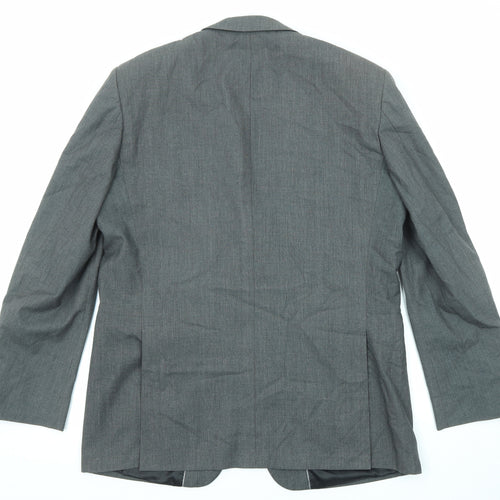 Terry de Havilland Mens Grey Polyester Jacket Suit Jacket Size 42 Regular