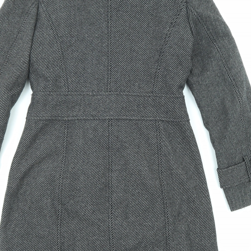 Esprit Womens Grey Striped Overcoat Coat Size 10 Button