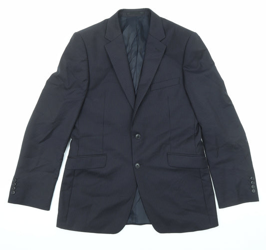 John Lewis Mens Blue Striped Wool Jacket Suit Jacket Size 40 Regular