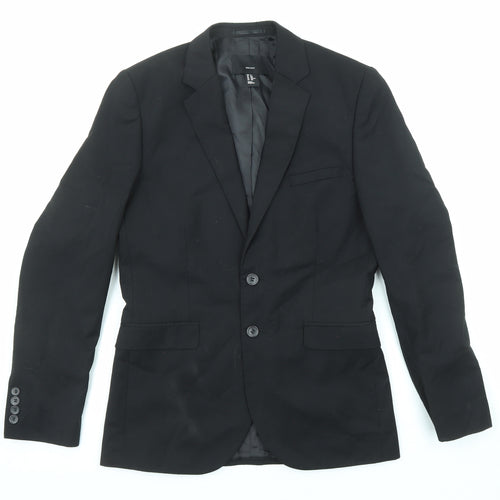 H&M Mens Black Polyester Jacket Suit Jacket Size S Regular