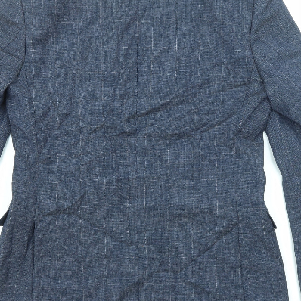 Marks and Spencer Mens Blue Check Wool Jacket Suit Jacket Size 38 Regular