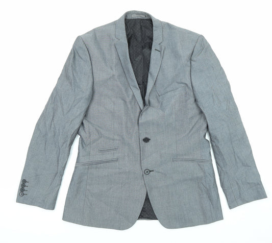 Limehaus Mens Grey Polyester Jacket Suit Jacket Size 40 Regular