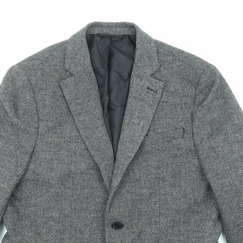 Debenhams Mens Grey Geometric Polyester Jacket Suit Jacket Size 38 Regular