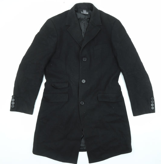 H&M Mens Black Pea Coat Coat Size M Button