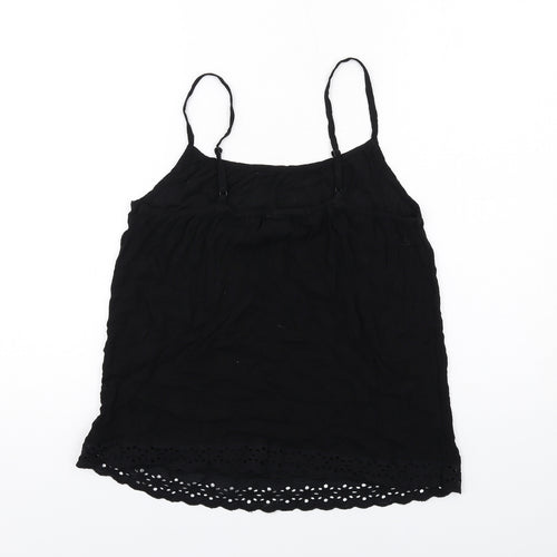 Fat Face Womens Black Viscose Basic Tank Size 10 Round Neck - Broderie Anglaise