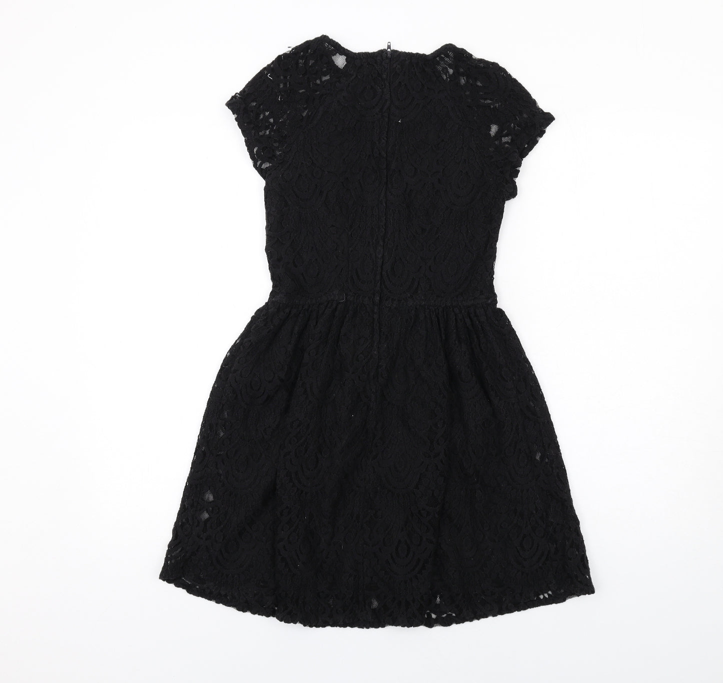 H&M Womens Black Cotton A-Line Size 6 Round Neck Zip