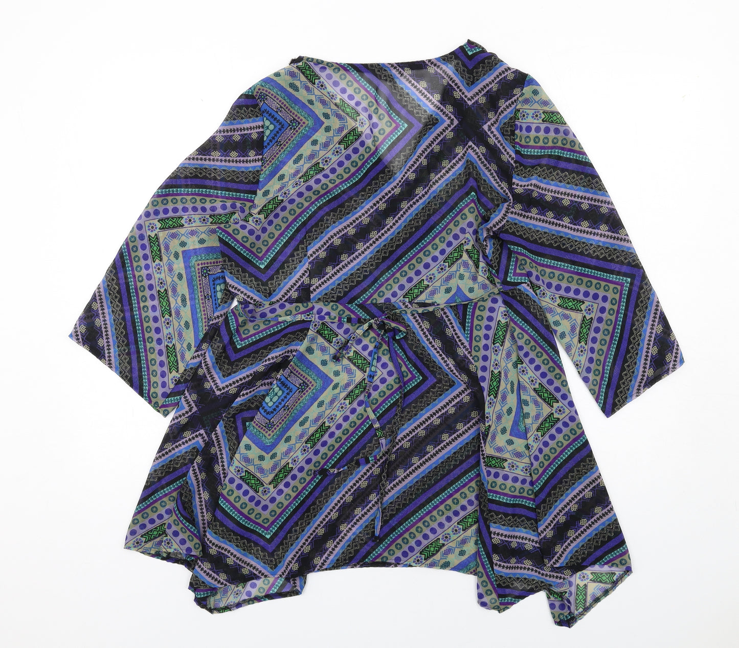 Per Una Womens Multicoloured Geometric Polyester A-Line Size 14 V-Neck Pullover