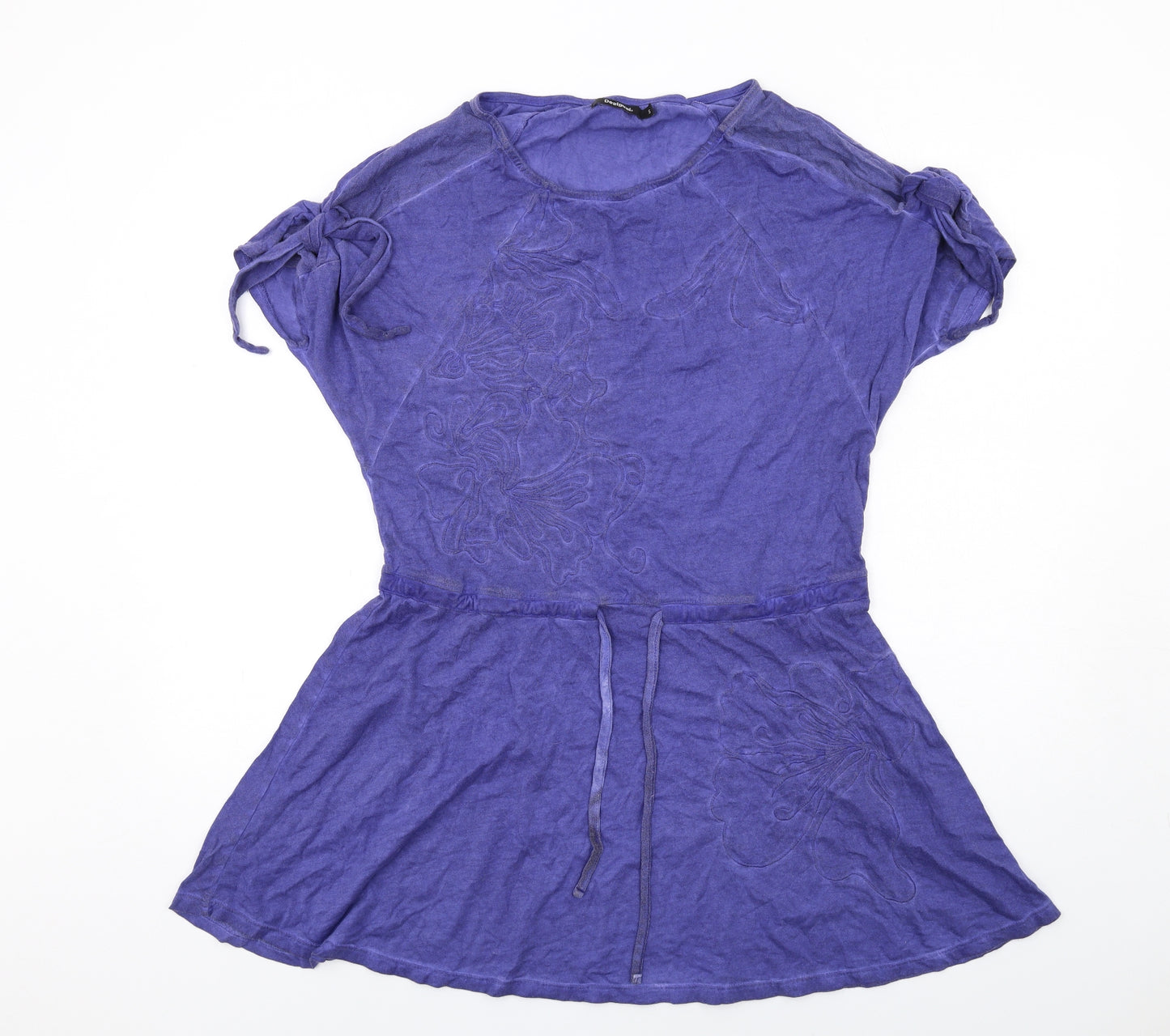 Desigual Womens Blue Cotton A-Line Size S Round Neck Pullover
