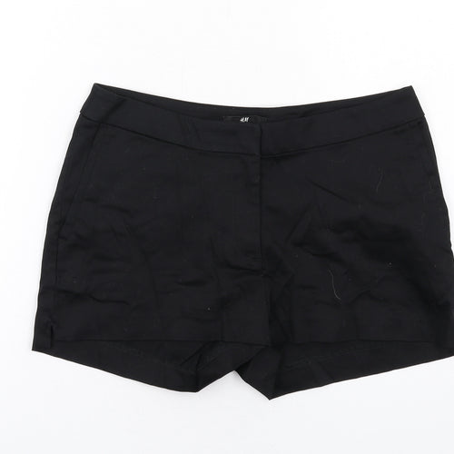H&M Womens Black Cotton Sailor Shorts Size 8 Regular Zip