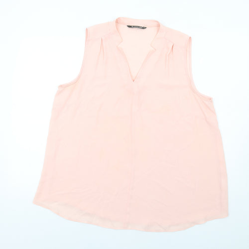 Bonmarché Womens Pink Polyester Basic Blouse Size 18 V-Neck