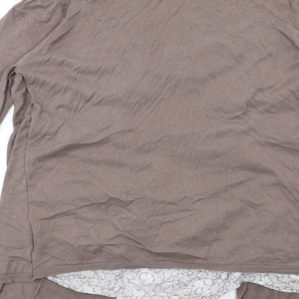 Debenhams Womens Brown Cotton Basic Blouse Size 16 Scoop Neck - Twin Set