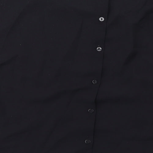 H&M Womens Black Geometric Polyester Basic Blouse Size 6 Round Neck - Bird Pattern